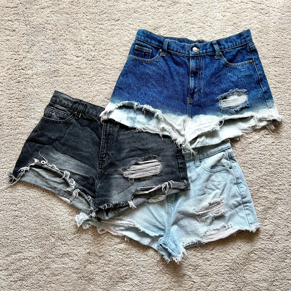 Lot of 3 high waisted denim shorts